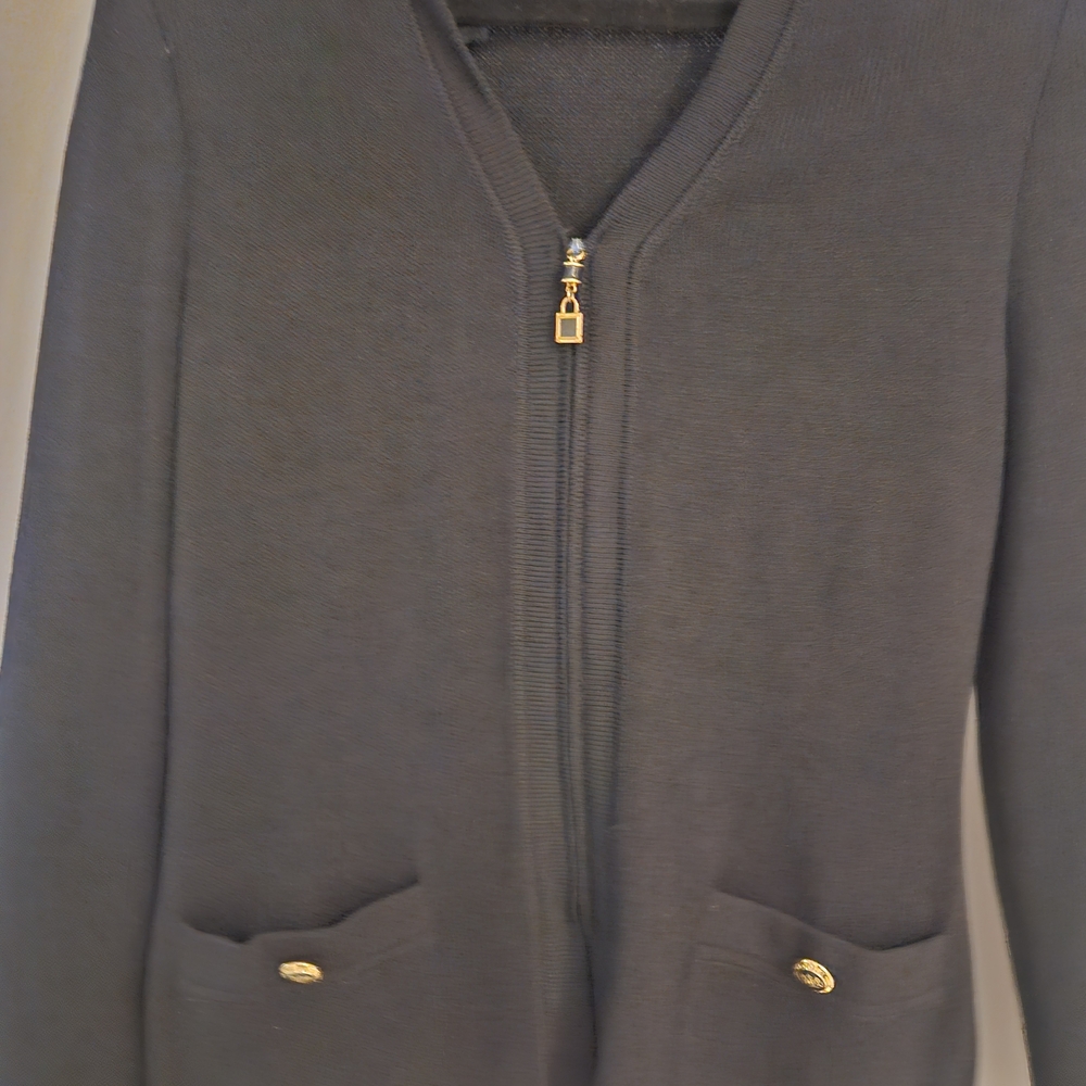 St. John Elegant Black Blazer with Gold Details